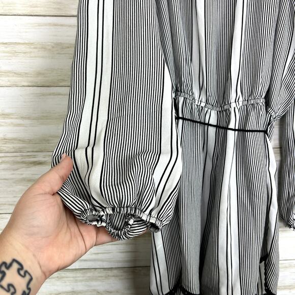 Urban Outfitters Ecote Striped Off Shoulder Tie Waist Romper - Picture 4 of 8